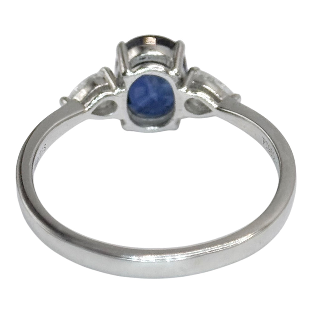 
                  
                    1.08ct Cushion Blue Sapphire w/2 Pear Natural Diamonds Ring in Platinum
                  
                