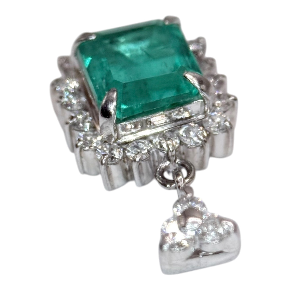 
                  
                    2.28ct Radiant Emerald w/Natural Diamond Halo Pendant in Platinum
                  
                