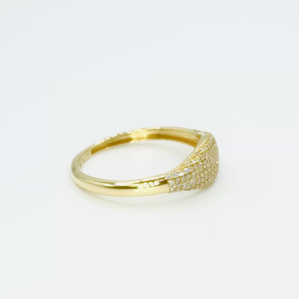 
                  
                    Load and play video in Gallery viewer, 0.20ct Natural Diamond Pave Signet Ring in 14k Yellow Gold
                  
                